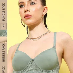 Leading Lady Pack of 2 Lace Full Coverage Lightly Padded T-shirt Bra With All Day Comfort-58