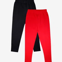 KiddoPanti Girls Pack Of 2 Solid Ankle-Length Leggings-picture-14