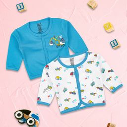 Mee Mee Unisex Kids Blue & White Printed Full Sleeve Jhabla Pack of 2-image-55