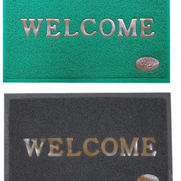 Abhsant 2Pcs Textured Green & Grey Anti-Skid Welcome Doormat-image-39