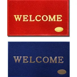 Abhsant 2 Pcs Red & Blue Printed Anti Skid Doormats-image-94