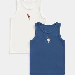 mothercare Infants Pack Of 2 Printed Pure Cotton Basic Innerwear Vests-image-30