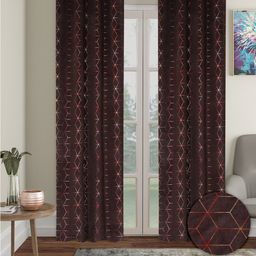 Aura 2 Pieces Velvet Geometric out Long Door Curtains-image-26