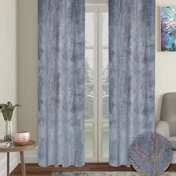 Aura Grey 2 Pieces Velvet Blackout Long Door Curtains-58