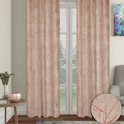 Aura Beige 2 Pieces Velvet Blackout Long Door Curtains-27