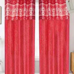 Winnsun Red Set of 2 Floral Room Darkening Door Curtain-19