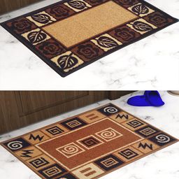 Athom Trendz Set Of 2 Brown & Black Self-Design Anti-Skid Doormats-16