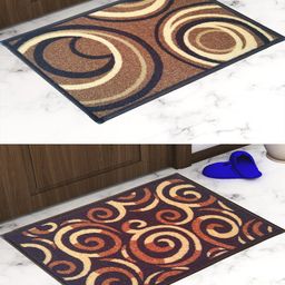 Athom Trendz Set Of 2 Patterned Anti Skid Latex Backing Rectangular Door Mats-5