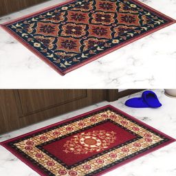 Athom Trendz Set Of 2 Patterned Anti Skid Latex Backing Door Mats-12