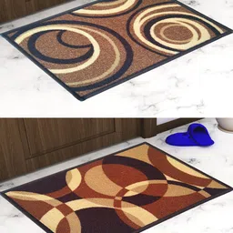 Athom Trendz Set Of 2 Black & Brown Printed Anti Skid Doormats-39