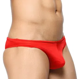 BASIICS by La Intimo Men Pack Of 2 Solid Blue & Red Low Rise Featherlight Bikini Briefs image 4