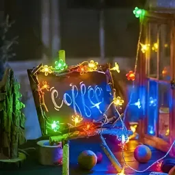 ENORMITY Red & Blue Flower Shape String Lights image 2