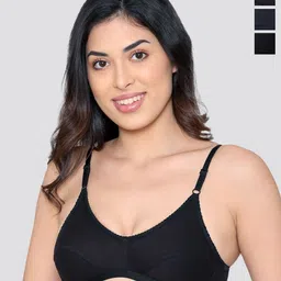 Kalyani Vidhi Pack of 3 Non-Padded Wirefree Lace Neck Everyday Bra with All Day Comfort-35