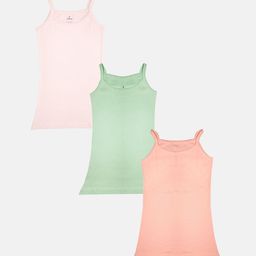 KiddoPanti Girls Pack Of 3 Pure Cotton Non-Padded Camisoles-33