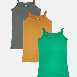 KiddoPanti Girls Pack of 3 Pure Cotton Camisoles-18