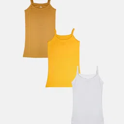 KiddoPanti Girls Pack Of 3 Pure Cotton Non Padded Camisoles-picture-0
