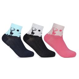 Bonjour Women Pack Of 3 Patterned Cotton Ankle-Length Socks-image-31