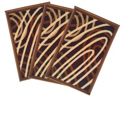 Athom Trendz Set Of 3 Brown & Yellow Patterned Anti Skid Latex Backing Rectangular Door Mats image 5