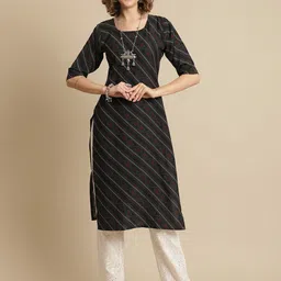 7threads KALINI Pack of 3 Geometric Printed A-Line Regular Crepe Kurtas image 4