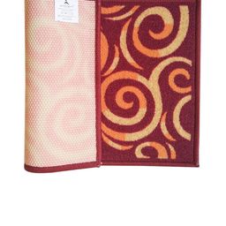 Athom Trendz Set Of 3 Maroon & Yellow Patterned Anti Skid Latex Backing Rectangular Door Mats image 2