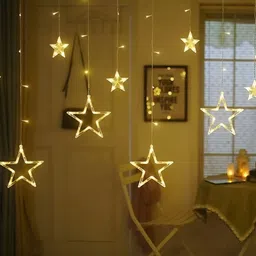 SPARK WORLD Gold Toned Star Shaped String Lights image 3
