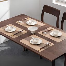 UniKart 4-Pcs Beige & Grey Striped Anti-Wrinkle Table Placemats-5