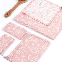 Doctor Towels Coral & White 4 Pieces Banana Jacquard 300 GSM Towel Set-image-83