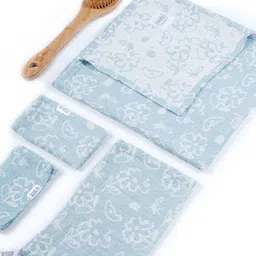 Doctor Towels Blue & White 4 Pieces Terry Cotton 300 GSM Towel Set-image-93