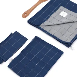 Doctor Towels Blue & Grey 4 Pieces Striped Banana Double Cloth 350 GSM Towel set-8