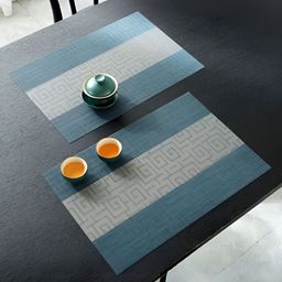 YELONA Blue 4 Pieces Textured Rectangular Table Placemats image 4