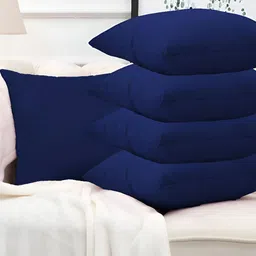 DADDY COOL Navy Blue 5 Pieces Microfiber Filled Square Cushion With Covers-57
