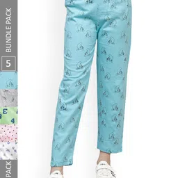 IndiWeaves Girls Pack of 5 Cotton Printed Lounge Pants-image-18