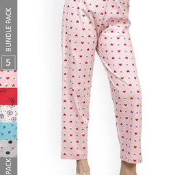 IndiWeaves Kids Girls Pack of 5 Printed Cotton Lounge Pants-image-97