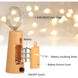 ENORMITY 5-Pcs Yellow Rice Shaped  Cork LED String Lights image 3