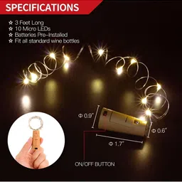 ENORMITY 5-Pcs Yellow Rice Shaped  Cork LED String Lights image 4