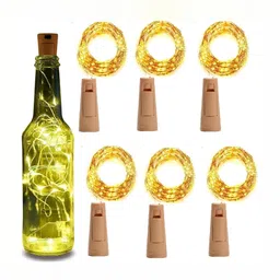SPARK WORLD 6-Pcs Yellow Rice Shaped Cork Fairy String Lights-14