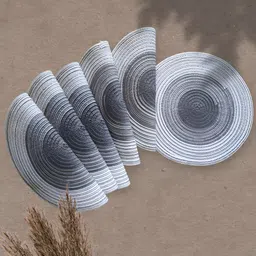 YELONA Grey 6 Pieces Striped Non Slip Cotton Table Placemats-39