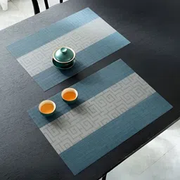 YELONA Blue 6 Pieces Textured Rectangular Table Placemats image 4