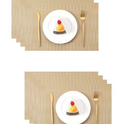 YELONA Gold Toned 8 Pieces Textured Rectangular Table Placemats image 2