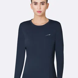 Van Heusen Women Navy Blue Solid Relaxed Fit Lounge T-shirt-image-95