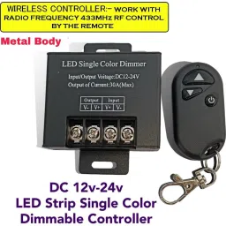 BALRAMA 12V-24v 30A DC Metal Body Dimmer Remote Single Color LED Strip Light Controller Combo Set-27