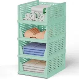 Plastic Foldable and Stackable Closet Drawer Organizer for Clothes (Pack of 3) PVC Collapsible Wardrobe-44