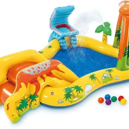 Dinosaur Play Center Inflatable Swimming Pool With Free Pump (Yellow) Inflatable Swimming Pool-17