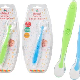 BPA Free Non-Toxic Silicone Spoon for Baby Feeding with Comfortable Grip Handle - Plastic-image-29