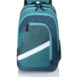 LUNAR'S Unisex Blue & White Colourblocked Embroidered Backpack-image-22