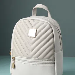HAUTE SAUCE by Campus Sutra Women White Quilted Backpack-10