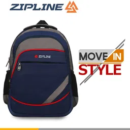 ZIPLINE Unisex Blue & Grey Colourblocked Contrast Detail Backpack-14