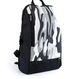 QIPS Unisex Grey & White Camouflage Printed Backpack image 2