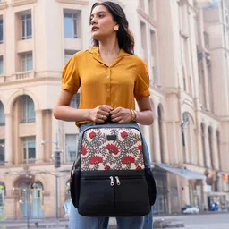 ZOUK Women Floral Printed Vegan Leather Backpack With Compression Straps-Up to 16 inch-13
