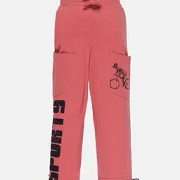 KiddoPanti Boys Rust-Colored Printed Pure Cotton Track Pants-picture-11